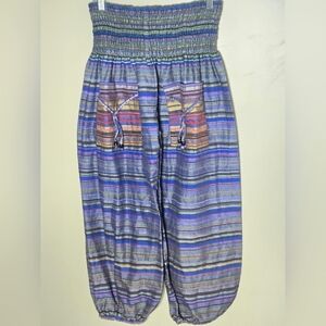 Vintage 100% Cotton Boho Festival Harem Balloon Wanderlust Pants, Free Size